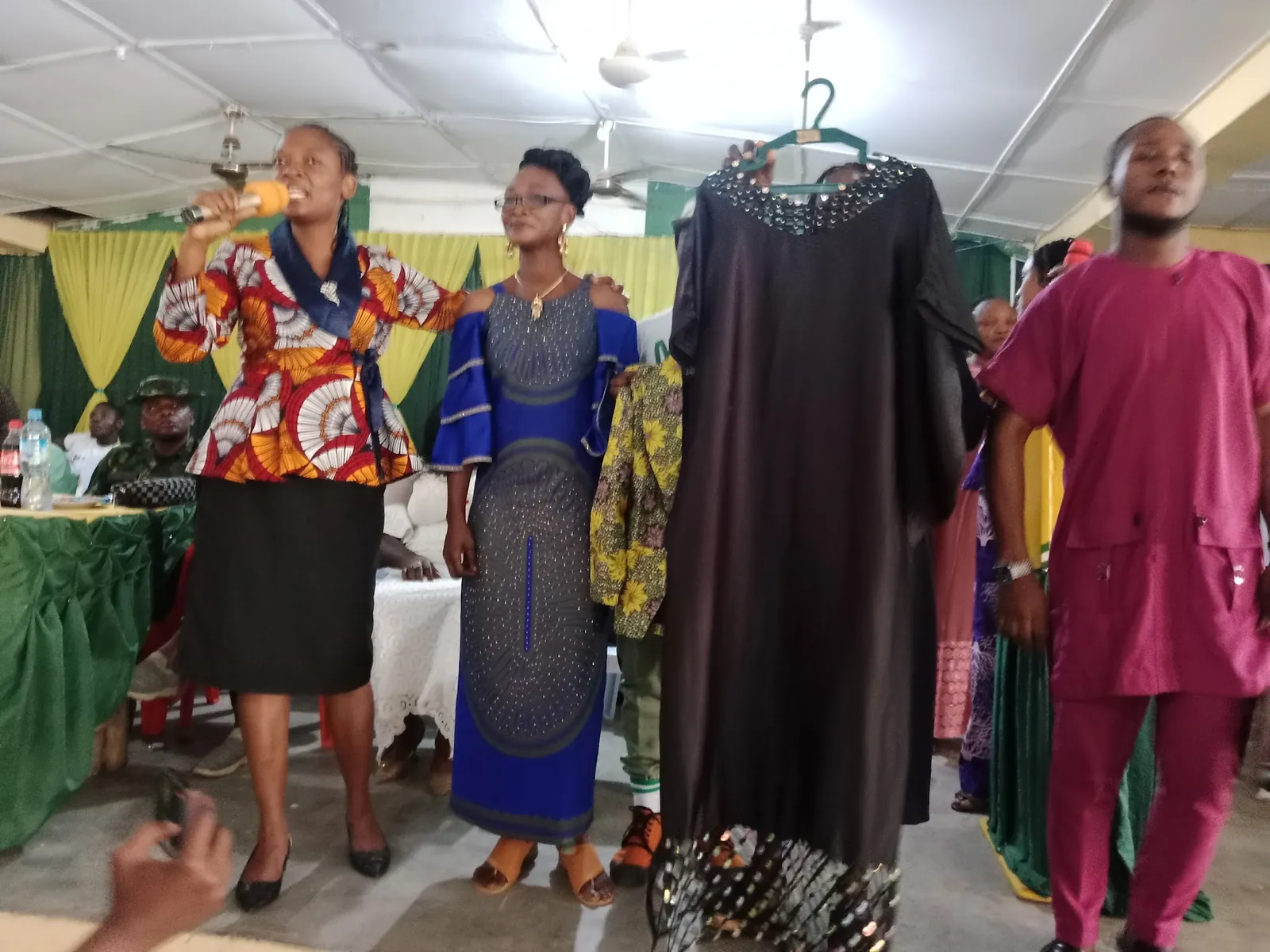 Students presenting garments they made