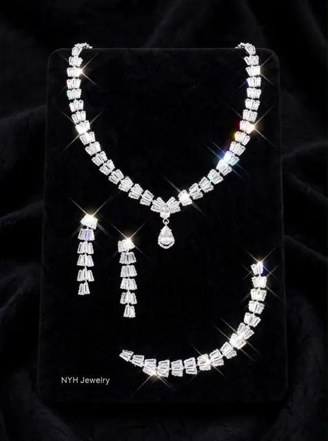 Baguette crystal necklace, earrings and bracelet
