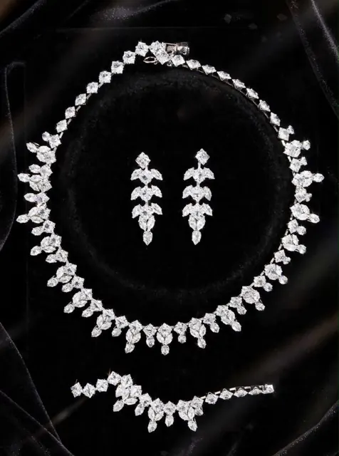 Marquise crystal necklace, earrings and bracelet