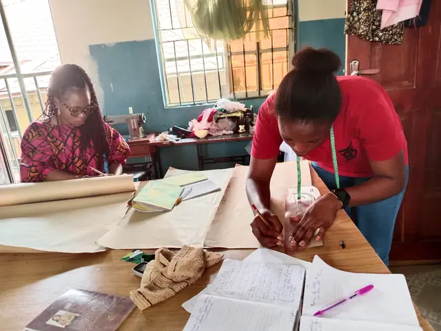 Pattern drafting during a practical class
