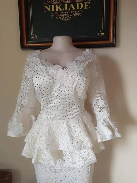 Bespoke lace peplum bridal bodice