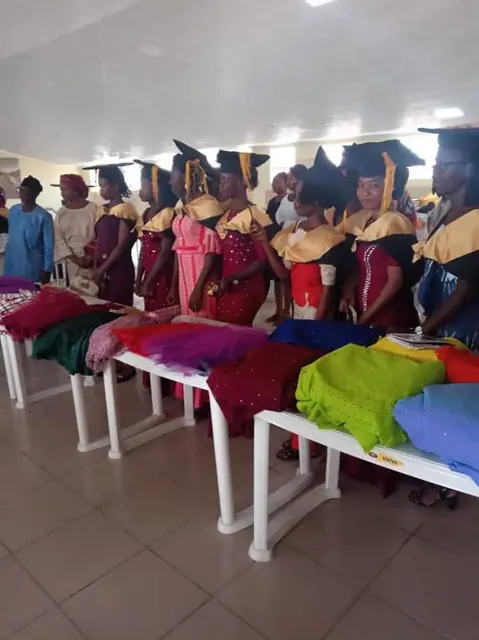 Student garments laid out for the graduation exhibition