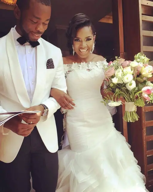 Bride and groom on their wedding day